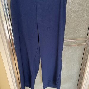 IN Studio Woman Navy Blue Pull On Wide Leg Pant  Elastic Waist Plus Size 1X,NWOT